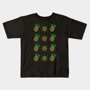 pineapple at sea summer vibe chillin pattern Kids T-Shirt